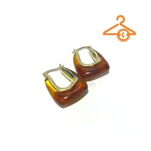 Glass Golden Brown Honey Hoop Earrings